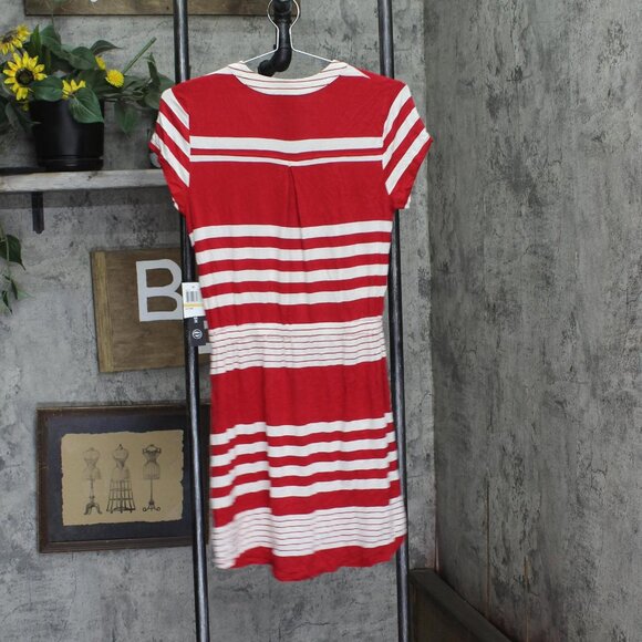 NWT As U Wish Juniors Striped Drawstring T-Shirt Dress Red Stripe S - Picture 4 of 7